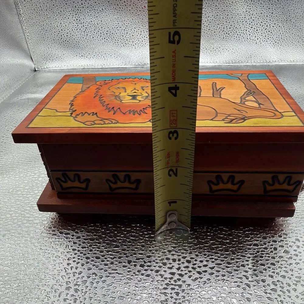 Polish Handmade Wood LION BOX Secret Opening Puzzle Box Trick Keepsake